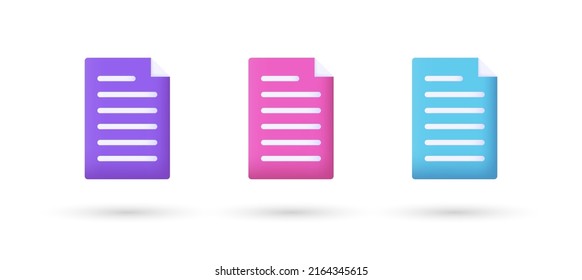 3d editable illustration file icon purple, pink and blue, 3d, vector, suitable for web illustrations, hero pages, landing pages. document icon illustration