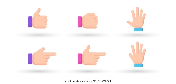3d editable illustration hand gesture icon purple, pink and blue, 3d, vector, suitable for web illustrations, hero pages, landing pages. 3d Gesture palm, pointing hand, communication language, pose.
