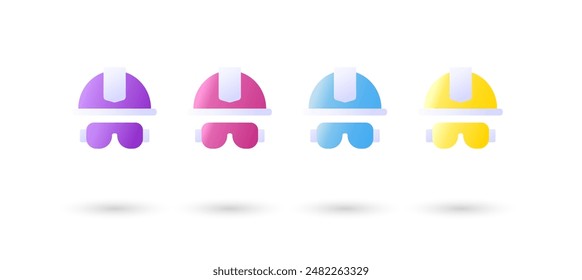 casco de ilustración editable 3d para Vector de los trabajadores púrpura, rosa y azul, 3d, Vector, adecuado para ilustraciones de Web, páginas de aterrizaje. casco amarillo o industria, construcción, arquitecto de ingeniería