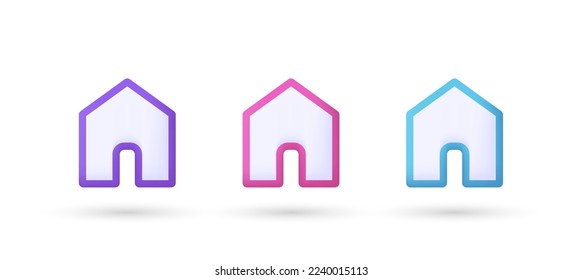 3d editable illustration home icon purple, pink and blue, 3d, vector, suitable for web illustrations, hero pages, landing pages.