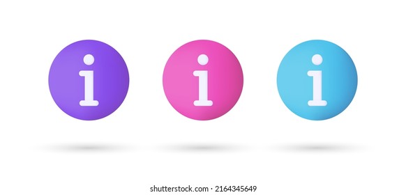 3d editable illustration information icon vector purple, pink and blue, 3d, vector, suitable for web illustrations, hero pages, landing pages. Faq, details icon symbol