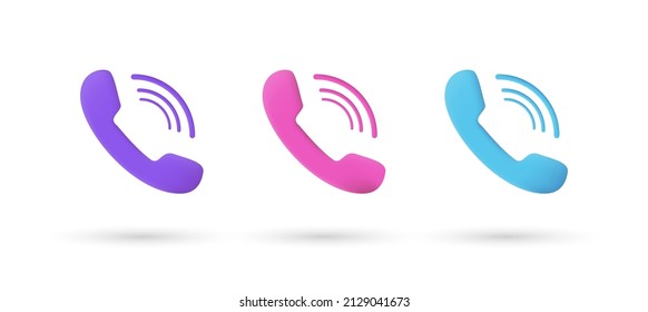 Icono de llamada telefónica. Icono vectorial 3d. Dibujo de estilo mínimo. Soporte, servicio al cliente, ayuda, concepto de comunicación.
