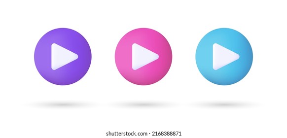 3d editable illustration play button icon purple, pink and blue, 3d, vector, suitable for web illustrations, hero pages, landing pages.