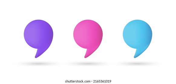 3d editable illustration quote icon purple, pink and blue, 3d, vector, suitable for web illustrations, hero pages, landing pages.