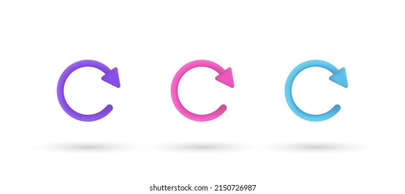 3d editable illustration reload icon vector purple, pink and blue, 3d, vector, suitable for web illustrations, hero pages, landing pages. Rotation icon symbol. 