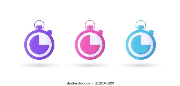 3d editable illustration stopwatch purple, pink and blue, 3d, vector, suitable for web illustrations, hero pages, landing pages.