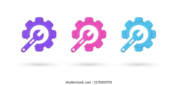 3d Editable Illustration Technical Expertise Icon Purple, Pink And Blue, 3d, Vector, Suitable For Web Illustrations, Hero Pages, Landing Pages. 3d Development Setting.