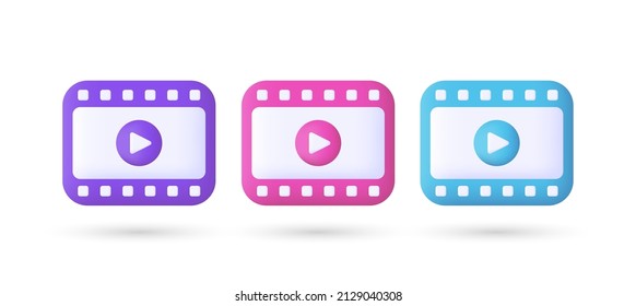 Reproductor de vídeo, página web, botón de reproducción. Video, streaming, concepto multimedia. Icono vectorial 3d. Dibujo de estilo mínimo.