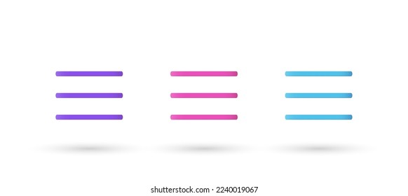 3d editable illustration web menu purple, pink and blue, 3d, vector, suitable for web illustrations, hero pages, landing pages. List Icon.