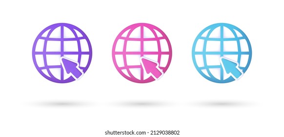 WWW Icon 3d minimaler Stil. World Wide Web Vector, Internet Access Sign Symbol Vector 3d Bearbeitbar