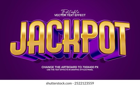 3d editable jackpot text effect title graphic style template