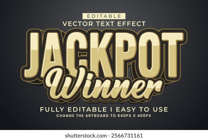 3d editable jackpot winner text effect typography style template