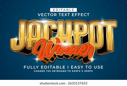 3d editable jackpot winner text effect typography style template