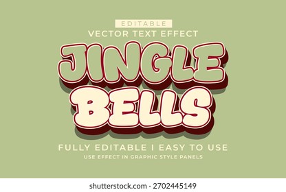3d editable jingle bells text effect typography graphic style template