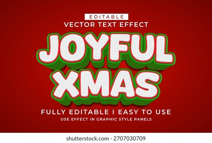 3d editável alegre efeito de texto de Natal modelo de estilo de tipografia