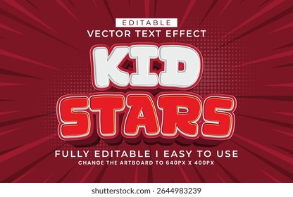 3d editable kid star text effect typography style template