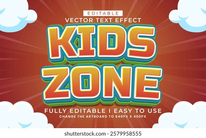 3d editable kids zone text effect typography style template