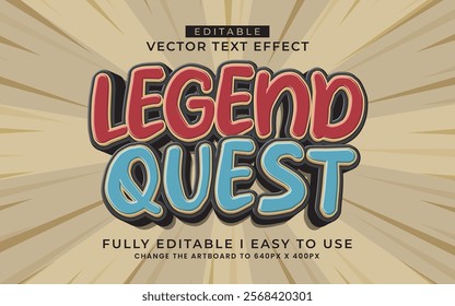 3d editable legend quest text effect typography style template