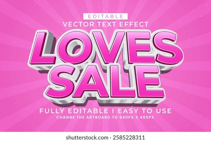 3d editable love sale text effect typography style template