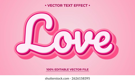 3d editable Love text effect style typography