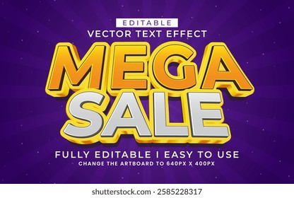 3d editable mega sale text effect typography style template