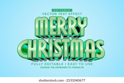 Estilo de efeito de texto de natal alegre editável 3d