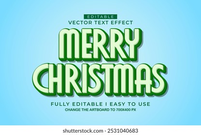 Estilo de efeito de texto de natal alegre editável 3d