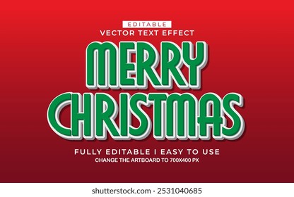 Estilo de efecto de texto de feliz Navidad editable en 3D