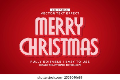 Estilo de efeito de texto de natal alegre editável 3d