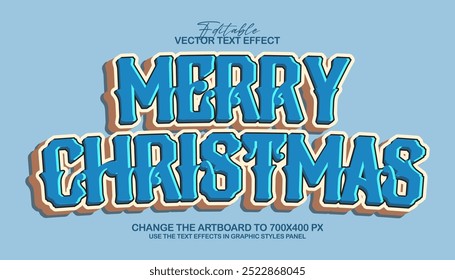 3d estilo de efeito de texto de feliz natal editável