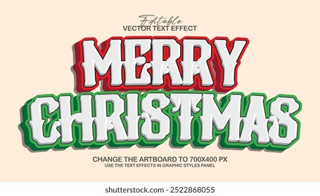 3d editable merry christmas text effect style