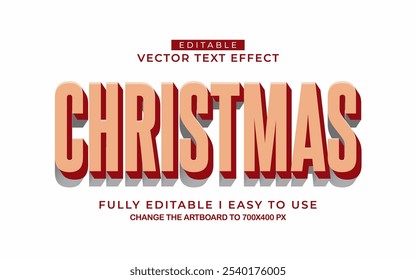 Plantilla de estilo de fuente de efecto de texto de feliz Navidad editable en 3D