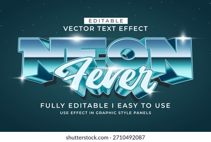 Plantilla de estilo de tipografía de efecto de texto de fiebre de neón editable en 3D