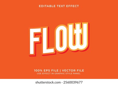 3D Editable orange FLOW vector text effect. Suitable for promotion, advertising, event, banner, game