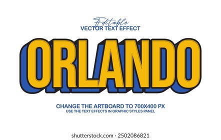 3d editable orlando text effect, trendy style text effect template