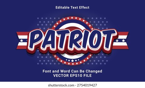3d editable patriot cartoon style text effect.typhography logo
