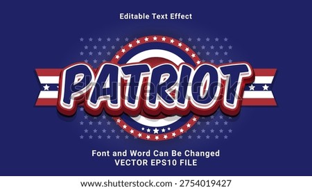 3d editable patriot cartoon style text effect.typhography logo