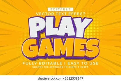 3d editable play games text effect typography style template