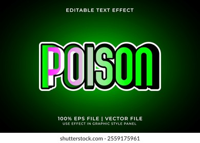 3D Editable Poison Vector Text Effect. Green Purple gradient text effect