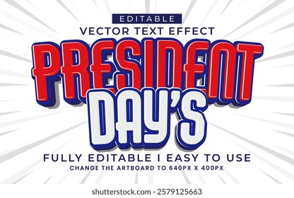 3d editable president day text effect typography style template