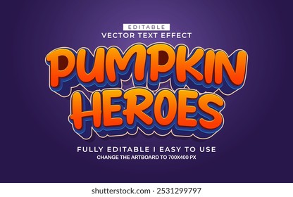 3d editable pumpkin heroes text effect style template