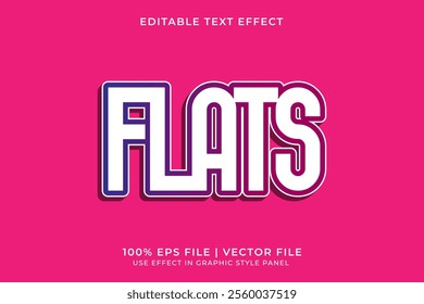 3D Editable purple FLATS vector text effect