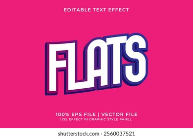 3D Editable purple FLATS vector text effect