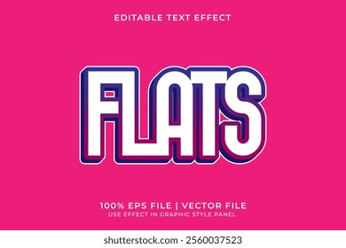 3D Editable purple FLATS vector text effect