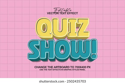 3d editable quiz show text effect, trendy style text effect graphic style template