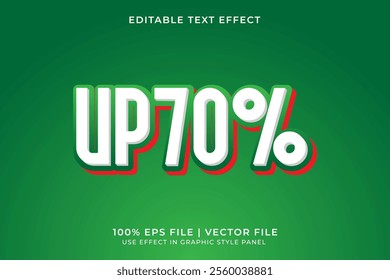 3D Editable red and green Discount vector text effect. Suitable for promotion, christmas, sale, advertising