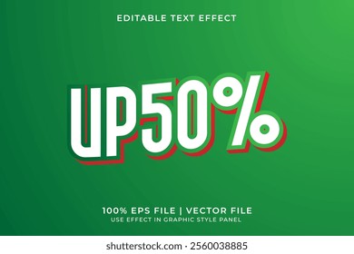 3D Editable red and green Discount vector text effect. Suitable for promotion, christmas, sale, advertising