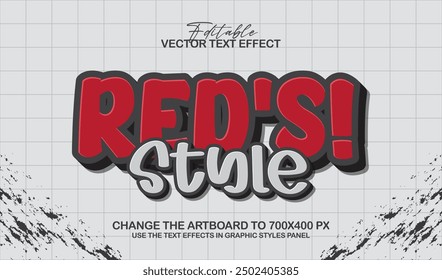 3d editable red text effect, trendy style text effect template