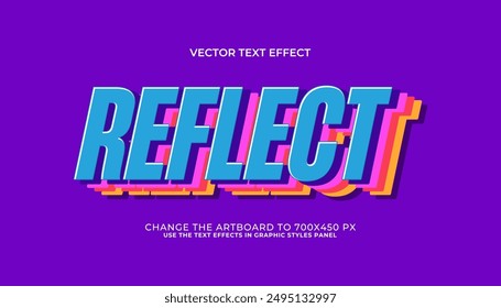 3d editable reflect text effect, trendy style text effect template