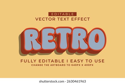 3d editable retro text effect title graphic style template